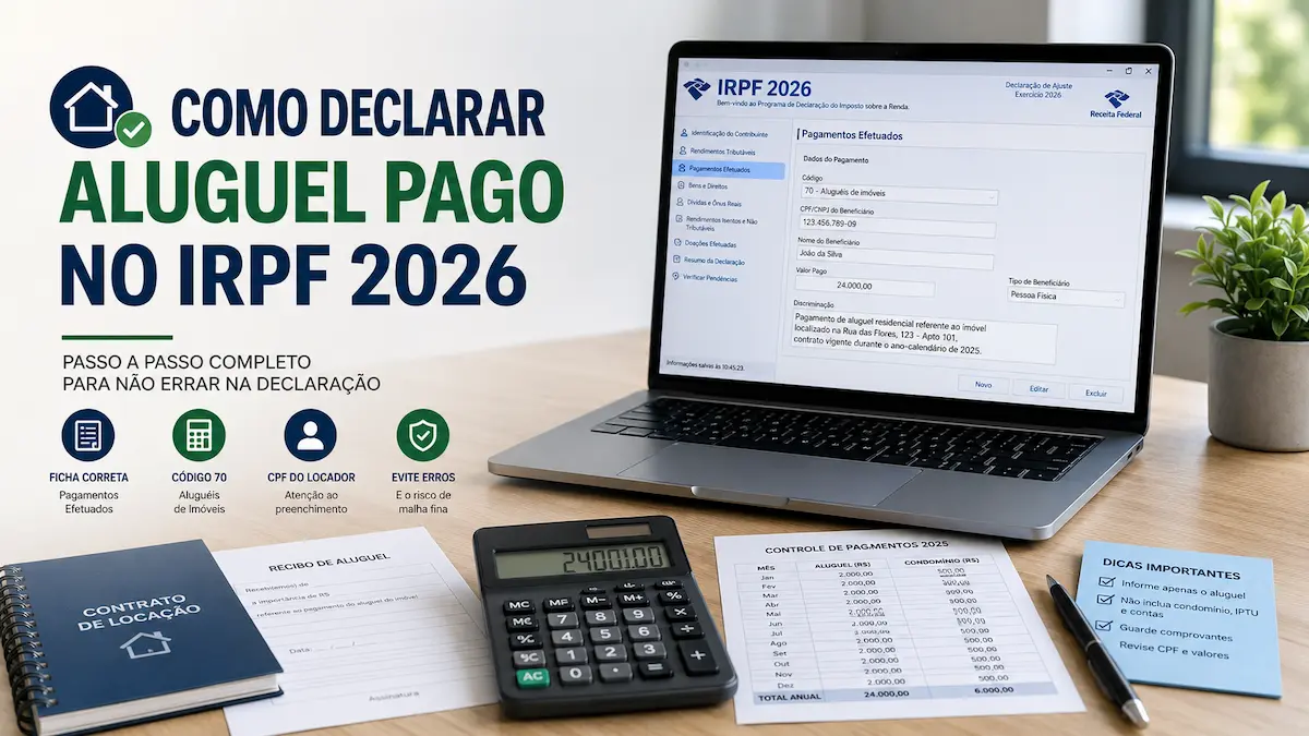 Como Declarar Aluguel Pago por Pessoa Física no IRPF 2026
