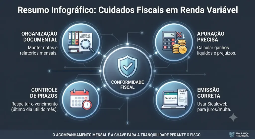 Resumo visual de conformidade fiscal para investidores
